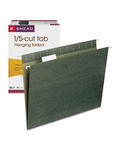 SMD64055 HANGING FOLDERS, LETTER SIZE, 1/5-CUT TAB, STANDARD GREEN, 25/BOX