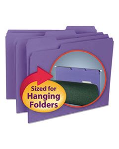 SMD10283 INTERIOR FILE FOLDERS, 1/3-CUT TABS, LETTER SIZE, PURPLE, 100/BOX