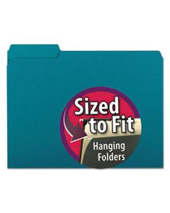 SMD10291 INTERIOR FILE FOLDERS, 1/3-CUT TABS, LETTER SIZE, TEAL, 100/BOX
