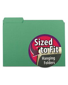 SMD10247 INTERIOR FILE FOLDERS, 1/3-CUT TABS, LETTER SIZE, GREEN, 100/BOX