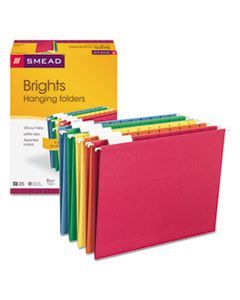 SMD64059 COLORED HANGING FILE FOLDERS, LETTER SIZE, 1/5-CUT TAB, ASSORTED, 25/BOX