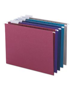 SMD64056 COLORED HANGING FILE FOLDERS, LETTER SIZE, 1/5-CUT TAB, ASSORTED, 25/BOX