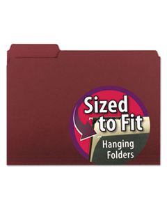 SMD10275 INTERIOR FILE FOLDERS, 1/3-CUT TABS, LETTER SIZE, MAROON, 100/BOX