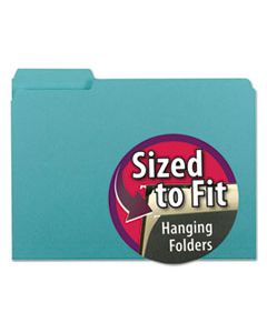 SMD10235 INTERIOR FILE FOLDERS, 1/3-CUT TABS, LETTER SIZE, AQUA, 100/BOX