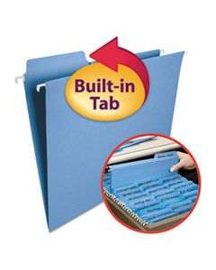 SMD64099 FASTAB HANGING FOLDERS, LETTER SIZE, 1/3-CUT TAB, BLUE, 20/BOX