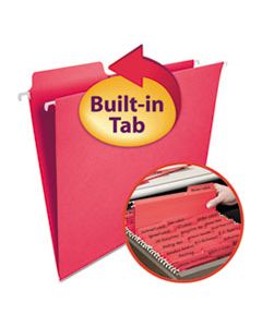 SMD64096 FASTAB HANGING FOLDERS, LETTER SIZE, 1/3-CUT TAB, RED, 20/BOX