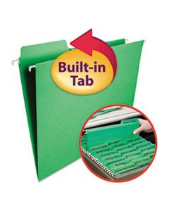 SMD64098 FASTAB HANGING FOLDERS, LETTER SIZE, 1/3-CUT TAB, GREEN, 20/BOX