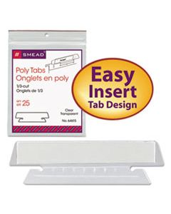 SMD64615 POLY INDEX TABS AND INSERTS FOR HANGING FILE FOLDERS, 1/3-CUT TABS, WHITE/CLEAR, 3.5" WIDE, 25/PACK