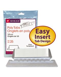SMD64600 POLY INDEX TABS AND INSERTS FOR HANGING FILE FOLDERS, 1/5-CUT TABS, WHITE/CLEAR, 2.25" WIDE, 25/PACK