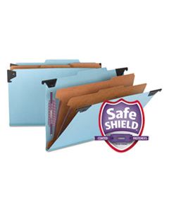 SMD65165 HANGING PRESSBOARD CLASSIFICATION FOLDERS WITH SAFESHIELDCOATED FASTENERS, LEGAL SIZE, 2 DIVIDERS, BLUE