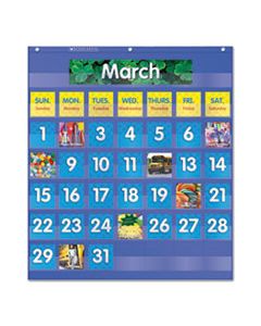 MONTHLY CALENDAR POCKET CHART, 25 1/2 X 10 X 0.13, BLUE/CLEAR