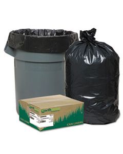 WBIRNW6050 LINEAR LOW DENSITY RECYCLED CAN LINERS, 60 GAL, 1.25 MIL, 38" X 58", BLACK, 100/CARTON