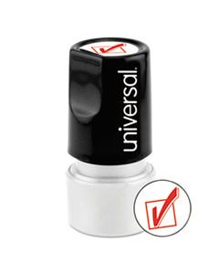 UNV10075 ROUND MESSAGE STAMP, CHECK MARK, PRE-INKED/RE-INKABLE, RED