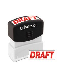 UNV10049 MESSAGE STAMP, DRAFT, PRE-INKED ONE-COLOR, RED