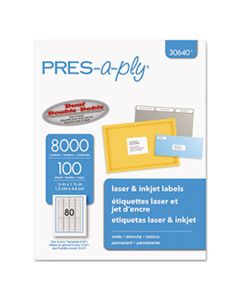 AVE30640 LABELS, INKJET/LASER PRINTERS, 0.5 X 1.75, WHITE, 80/SHEET, 100 SHEETS/PACK