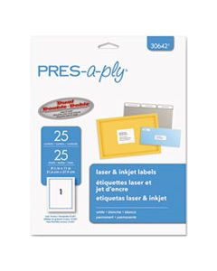 AVE30642 LABELS, INKJET/LASER PRINTERS, 8.5 X 11, WHITE, 25/PACK