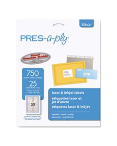 AVE30644 LABELS, 0.66 X 3.44, WHITE, 30/SHEET, 25 SHEETS/PACK