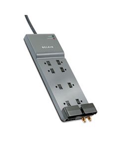 BLKBE10823012 HOME/OFFICE SURGE PROTECTOR, 8 OUTLETS, 12 FT CORD, 3390 JOULES, DARK GRAY