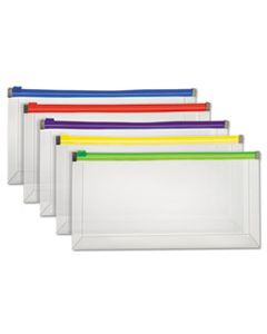 PFX85293 POLY ZIP ENVELOPE, ZIPPER CLOSURE, ASSORTED, 10.13" X 5.13", 5/PACK