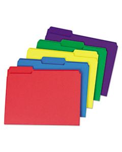 UNV16466 DELUXE HEAVYWEIGHT FILE FOLDERS, 1/3-CUT TABS, LETTER SIZE, ASSORTED, 50/BOX