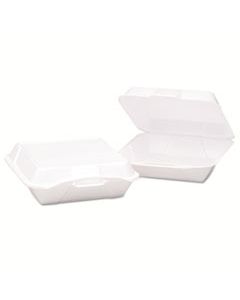 GNP20500V HINGED-LID FOAM CARRYOUT CONTAINERS, 9.19X6 1/2X3, WHITE, VENTED, 100/BAG, 2/CT