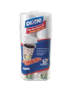 DXE5310CMB600CT PERFECTOUCH PAPER HOT CUPS AND LIDS COMBO, 10 OZ, MULTICOLOR, 50 CUPS/LIDS/PACK, 6 PACKS/CARTON