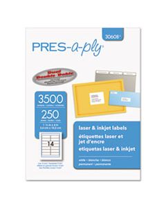 AVE30608 LABELS, INKJET/LASER PRINTERS, 1.33 X 4, WHITE, 14/SHEET, 250 SHEETS/BOX