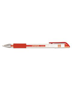 UNV39512 COMFORT GRIP STICK GEL PEN, MEDIUM 0.7MM, RED INK, CLEAR BARREL, DOZEN