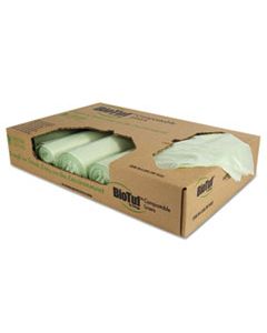 HERY8448YER01 BIOTUF COMPOSTABLE CAN LINERS, 48 GAL, 1 MIL, 42" X 48", GREEN, 100/CARTON