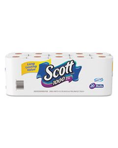 KCC20032 1000 BATHROOM TISSUE, SEPTIC SAFE, 1-PLY, WHITE, 1000 SHEET/ROLL, 20/PACK