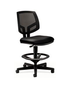 HON5715SB11T VOLT SERIES MESH BACK ADJUSTABLE LEATHER TASK STOOL, 32.38" SEAT HEIGHT, UP TO 250 LBS., BLACK SEAT/BACK, BLACK BASE