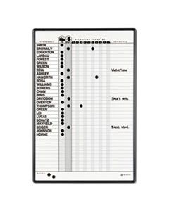 QRT783G MAGNETIC EMPLOYEE IN/OUT BOARD, PORCELAIN, 24 X 36, GRAY/BLACK ALUMINUM FRAME