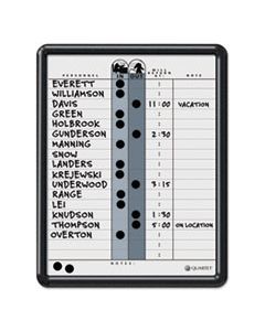 QRT750 EMPLOYEE IN/OUT BOARD, PORCELAIN, 11 X 14, GRAY, BLACK PLASTIC FRAME