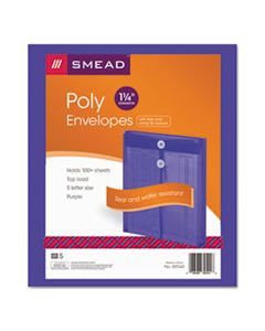SMD89544 POLY STRING & BUTTON INTEROFFICE ENVELOPES, STRING & BUTTON CLOSURE, 9.75 X 11.63, TRANSPARENT PURPLE, 5/PACK