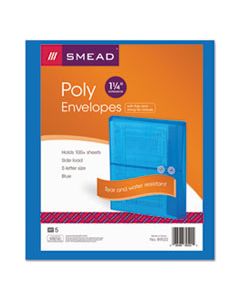 SMD89522 POLY STRING & BUTTON INTEROFFICE ENVELOPES, STRING & BUTTON CLOSURE, 9.75 X 11.63, TRANSPARENT BLUE, 5/PACK