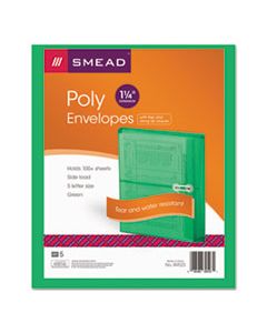 SMD89523 POLY STRING & BUTTON INTEROFFICE ENVELOPES, STRING & BUTTON CLOSURE, 9.75 X 11.63, TRANSPARENT GREEN, 5/PACK