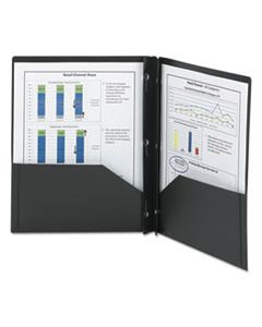 SMD87725 POLY TWO-POCKET FOLDER W/FASTENERS, 11 X 8 1/2, BLACK, 25/BOX