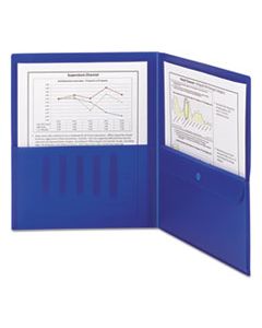 SMD87701 POLY TWO-POCKET FOLDER W/SECURITY POCKET, 11 X 8 1/2, BLUE, 5/PACK