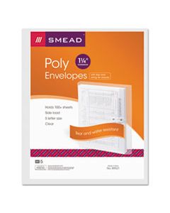 SMD89521 POLY STRING & BUTTON INTEROFFICE ENVELOPES, STRING & BUTTON CLOSURE, 9.75 X 11.63, CLEAR, 5/PACK
