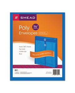 SMD89542 POLY STRING & BUTTON INTEROFFICE ENVELOPES, STRING & BUTTON CLOSURE, 9.75 X 11.63, TRANSPARENT BLUE, 5/PACK