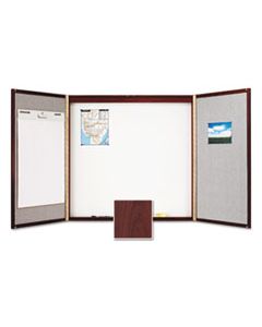 QRT878 CABINET, FABRIC/PORCELAIN-ON-STEEL, 48 X 48 X 2, BEIGE/WHITE, MAHOGANY FRAME