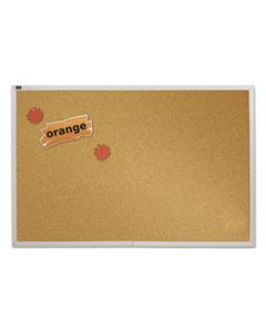 QRTECKA408 NATURAL CORK BULLETIN BOARD, 96 X 48, ANODIZED ALUMINUM FRAME