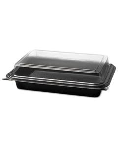 SCC844012PM94 CARRYOUT HINGED PLASTIC DELI BOXES, 6.2 X 8.7 X 2.2, BLACK/CLEAR, 200/CARTON