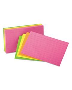 UNV47237 RULED NEON GLOW INDEX CARDS, 4 X 6, ASSORTED, 100/PACK
