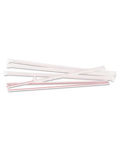 BWKJSTW1025R4PK WRAPPED JUMBO STRAWS, 10 1/4", PLASTIC, WHITE W/RED STRIPE, 500/PACK