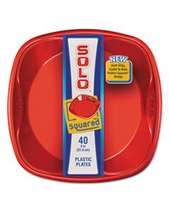 SCCSQP94020001 SOLO SQUARED PLASTIC DINNERWARE, PLATE, 9 X 9, RED/BLUE, 40/PACK, 8 PACK/CARTON
