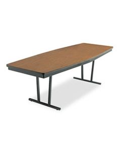 BRKECT368WA ECONOMY CONFERENCE FOLDING TABLE, BOAT, 96W X 36D X 30H, WALNUT/BLACK