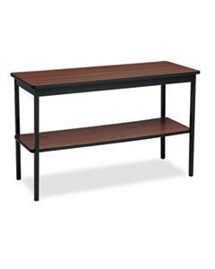 BRKUTS1848WA UTILITY TABLE WITH BOTTOM SHELF, RECTANGULAR, 48W X 18D X 30H, WALNUT/BLACK