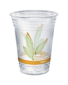 DCCRTP16DBAREPK BARE ECO-FORWARD RPET COLD CUPS, 16 OZ TO 18 OZ, LEAF DESIGN, CLEAR, 50/PACK