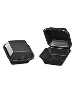 GNPSN2253L FOAM HINGED CARRYOUT CONTAINER, 5-13/16X5-11/16X3-1/8, BLACK, 125/BAG